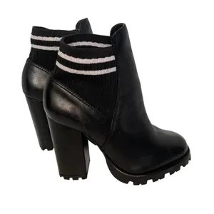 Schutz Black Leather Sock Top Lug Chunky Boots Size 6B thumbnail 2