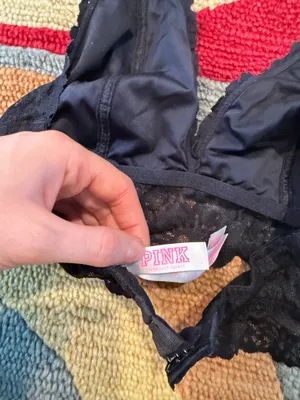 Victoria’s Secret PINK Black Halter Lace Bralette Unlined Un-Padded Size Small thumbnail 3