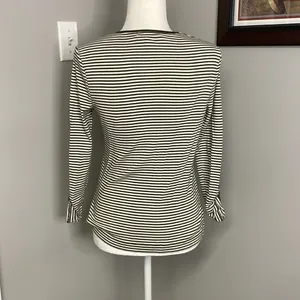 Lauren Ralph Lauren Brown Striped Henley womens Size Large Cotton Equestrian thumbnail 7