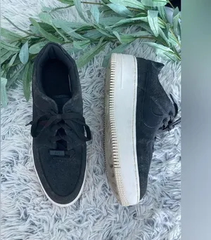Nike Womens Air Force 1 Sage Night Black Suede Chunky Platform Sneakers thumbnail 12