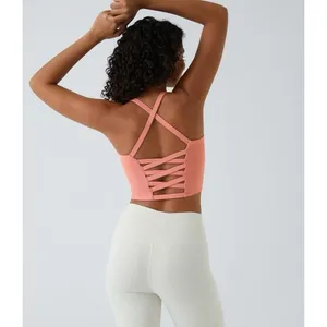 Halara Crisscross Backless Built In Bra Tank Top Blooming Dahlia Size Medium thumbnail 2