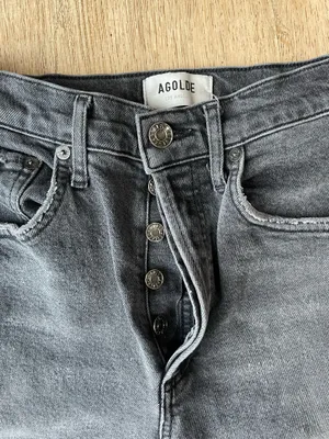 AGOLDE High Rise Skinny Jeans Size 25 Washed Black Button Fly Vintage Fade thumbnail 2