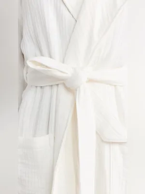 $138 NWT Barefoot Dreams Muslin Cotton Spa Robe in sea salt size 2=Medium thumbnail 6
