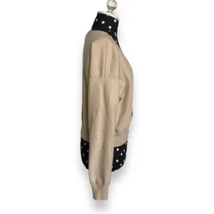 Forever 21 Beige Cropped Button Front Cardigan Womens Small V‎ Neck Sweater thumbnail 4