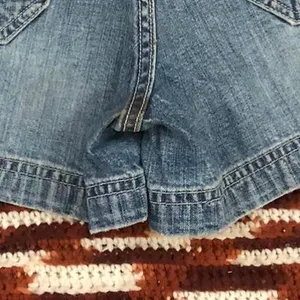 Y2K Vintage American Eagle Micro Mini Baddie Low Rise Denim Jean Booty Cargo Shorts Light Blue #gothic #whimsigoth #cyber #punk #biker whimsygoth Size 4-Measurement in pics thumbnail 8