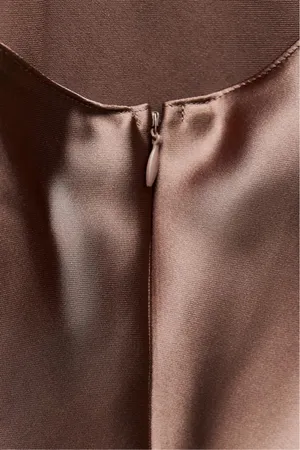 Zara dress midi maxi satin wedding lingerie chocolate brown party cocktail thumbnail 17
