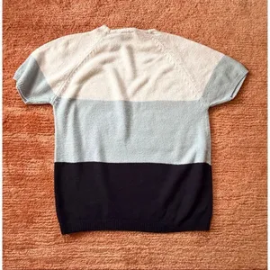 Bobbie Brooks Colorblock Knit Sweater Size S Ivory Blue Navy thumbnail 5