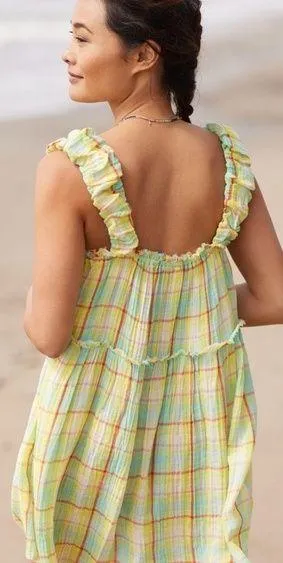 By Anthropologie Ruffled Plaid Babydoll Dress thumbnail 2