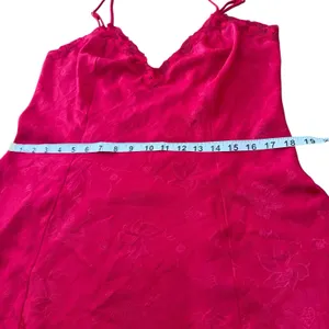 Victoria's Secret Vintage Red Jacquard Lace Trim‎ Chemise Nightgown Medium thumbnail 8