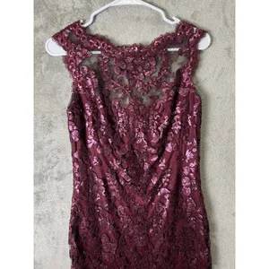 Tadashi Shoji Burgundy Sequin Lace Cocktail Dress‎ Elegant Formal Occasion Dress thumbnail 3
