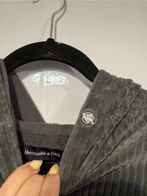 Abercrombie and Fitch‎ Velvet Ribbed Hoodie - Slate Gray thumbnail 3