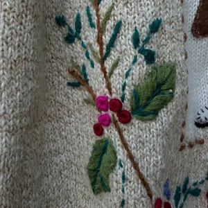 Alfred Dunner Vintage Winter Embroidered Cardigan Sweater Tan XL Ramie Cotton thumbnail 8