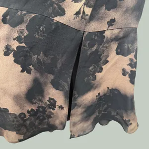 VTG Drama Floral Bias Cut Maxi Skirt 8 Taupe Black Made USA‎ Dark Academia thumbnail 8