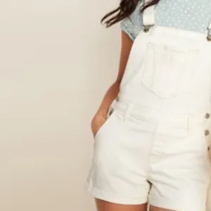 Old Navy Off White Jean Shortalls thumbnail 4