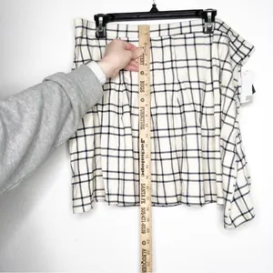 bp Amanda Tennis Mini Skirt Windowpane Print Beige Blue Size 2X NWT thumbnail 9