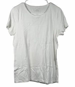 St. John’s Bay Women's Medium White Short Sleeve Crew Neck Essential Tee Shirt thumbnail 1
