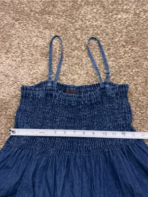 Blue Denim Smocked Tiered Dress thumbnail 4