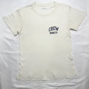 Brandy Melville Vintage Short Sleeve "Crew" Graphic Tee - White/Navy thumbnail 1