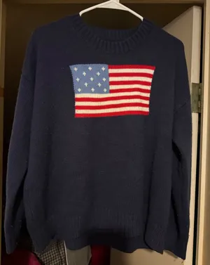 Navy American Flag Crewneck Sweater thumbnail 1