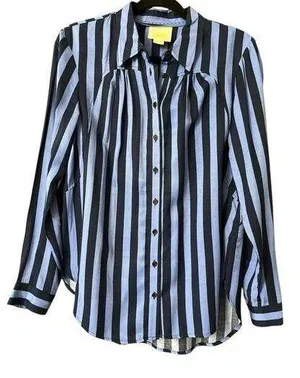 Maeve Anthropologie Breckinridge Blue Striped Button Down Blouse NWOT thumbnail 1