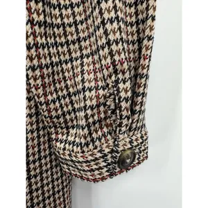 C By One Womens Houndstooth Plaid XL Brown Shacket Quiet Luxury Academia Casual thumbnail 4