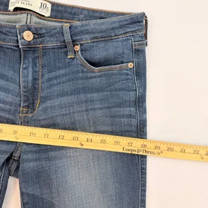 Abercrombie & Fitch Skinny Flare Jeans Mid Rise Dark Wash Stretch Denim Size 10R thumbnail 6