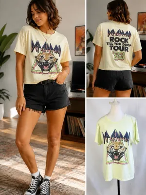 DAYDREAMER Def Leppard Rock Till You Drop Tour ’83 Graphic Band Tee Sz M🧡 thumbnail 2