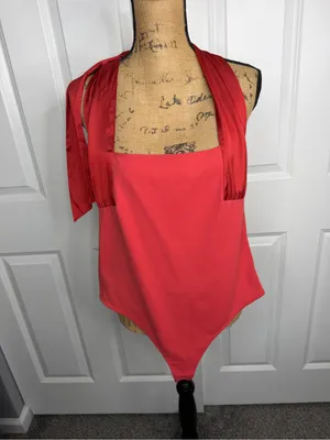 Free People x REVOLVE Get It Done Halter Top Bodysuit in Berry Twists Sz L thumbnail 5