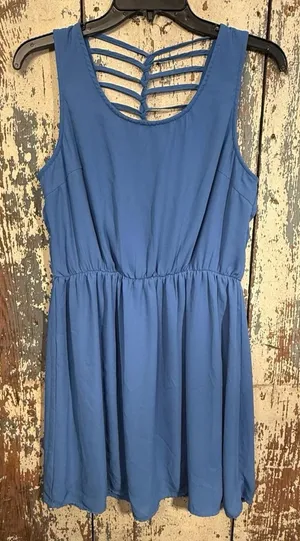 Doe & Rae Women's Blue Sleeveless Scoop Neck Crossback Athletic dress, size XL thumbnail 1