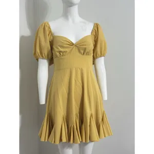 The Vintage Shop Women’s Cottagecore Dress Mustard Puff Sleeve Open Back M NWOT thumbnail 4