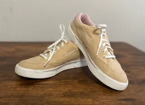 Nike Women’s Low-Top Suede Sneakers in Beige with Pink Lining thumbnail 1