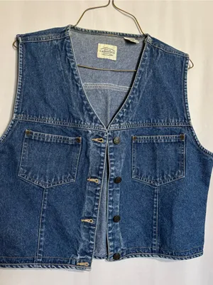 Vintage G.H. Bass & Co. Medium Blue Denim Vest with Front Pockets thumbnail 1
