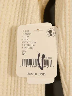 NWT Free People Long Sleeve V Neck Henley in Ivory Size Medium thumbnail 8