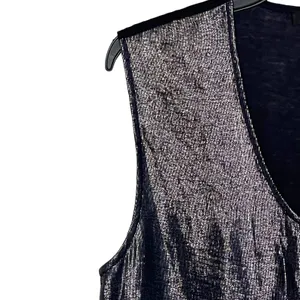 J. Crew Tank Top Size Medium Navy & Shiny Lined‎ 100% Polyester Womens thumbnail 3