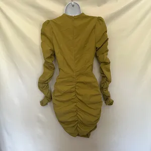 PrettyLittleThing Y2K CutOut Bodycon Dress Sz 4 Club Ruched Party Olive Indie thumbnail 8