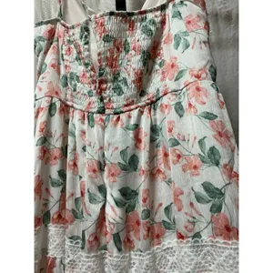 Altar'd State Alyseia Floral Maxi Dress Large Pink Green Lace Trim NWT thumbnail 5