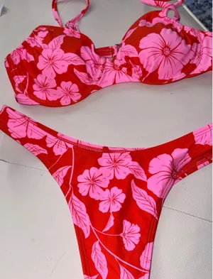 Wild Fable Pink/Orange Tropical Floral Bikini Set thumbnail 13