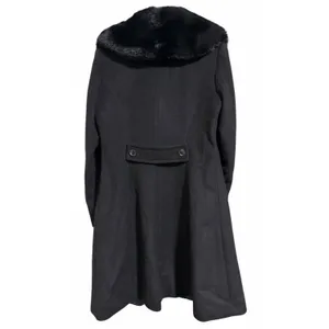 Lauren Ralph Lauren‎ Faux-Fur-Collar Wool Blend Coat Black Women's Size 4 thumbnail 2