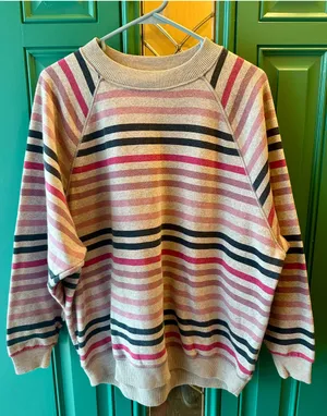 American Eagle Oversized Striped Sweatshirt Retro 90s Indie Raglan Pullover XS thumbnail 1