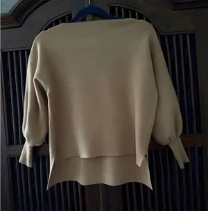 Tahari T Balloon Sleeve Knit Sweater Camel Brown Dolman Pullover XS/S thumbnail 1