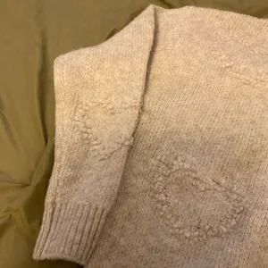 FRNCH Paris Cream Textured Heart Knit Crewneck Sweater Medium thumbnail 8