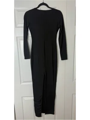 Akira Black Bodycon Maxi Dress Scoop Neck Long Sleeve Stretch Size Medium thumbnail 5