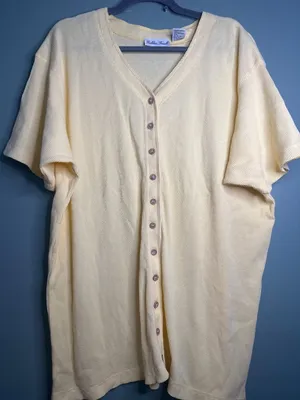 Golden Touch Women's 3X Butter Yellow 100% Cotton Top Textured minimalist y2k thumbnail 1