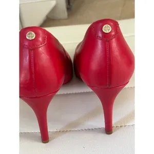 Antonio Melani‎ Red Leather Peep Toe Pumps Stiletto Heels Womens 9M thumbnail 3