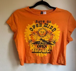 Boho Hippie Orange Cropped Graphic Tee thumbnail 1