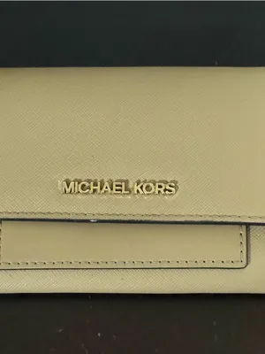 Michael Kors Tan Saffiano Leather Compact Wallet with Gold Logo thumbnail 3