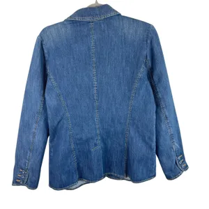Route‎ 66 Cotton Blend Medium Wash Button Up Collared Jean Jacket Stretch Size L thumbnail 2