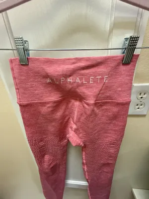 Alphalete Seamless High-Waisted Leggings in Rose Pink thumbnail 3