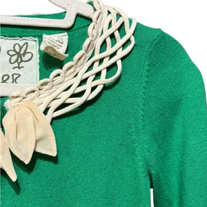 Anthropologie Field Flower Shamrock Green Cashmere/Cotton Blend Cardigan Sz‎ S thumbnail 7