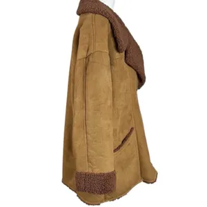 Free People Western Bohemian Retro 70s Faux Sherpa Suede Diogo Coat Size XL thumbnail 6